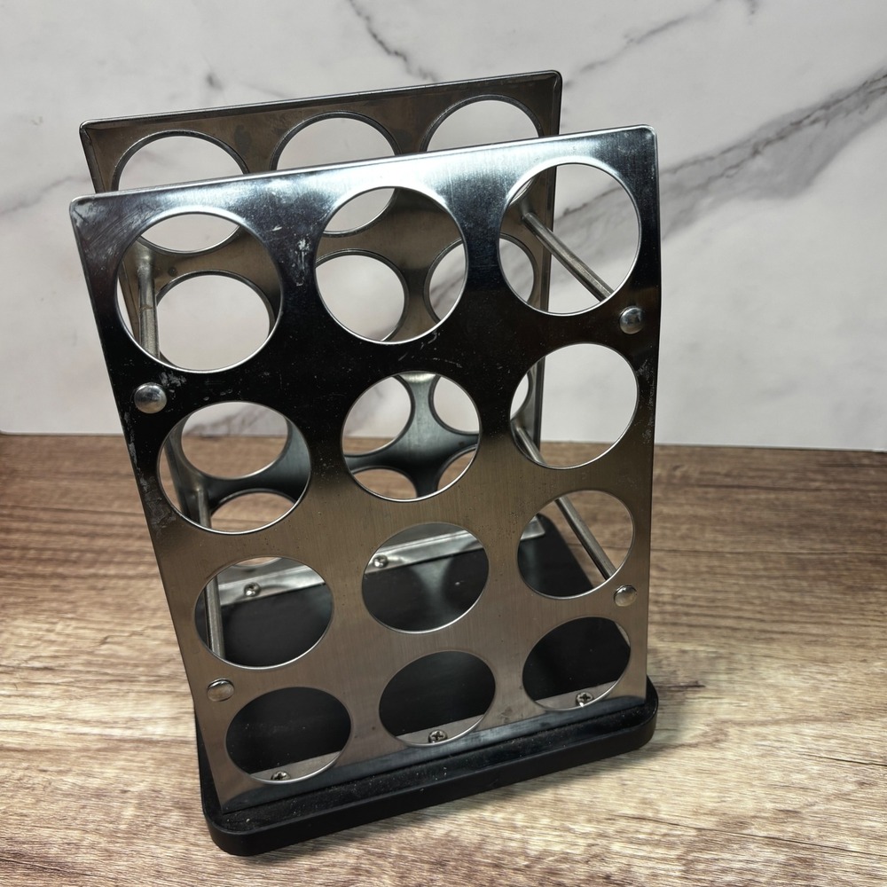 Kamenstein Silver Metal Coffee Pod‎ Caddy Organizer, 24 Pod Storage, Rotating